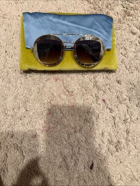 Gucci Silver Frame Sunglasses with Dark Brown Gradient Lenses